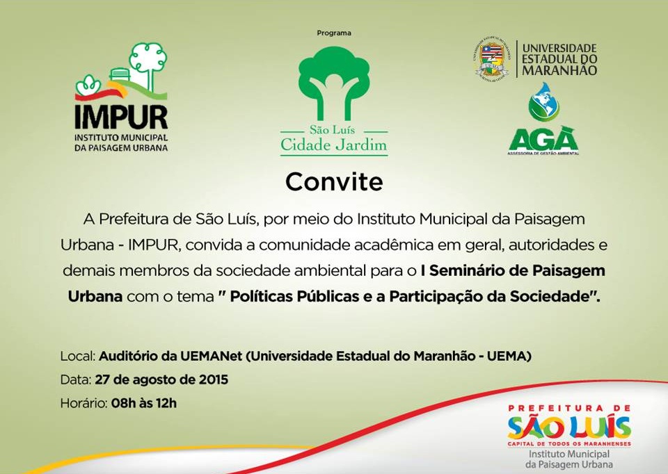 UEMA receberá I Seminário de Paisagem Urbana – Políticas Públicas e a Participação da Sociedade