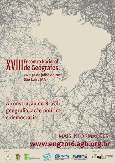 Inscrições abertas para o XVIII Encontro Nacional de Geógrafos