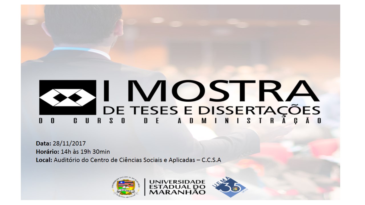 Curso de Administração realizará I Mostra de Teses e Dissertações
