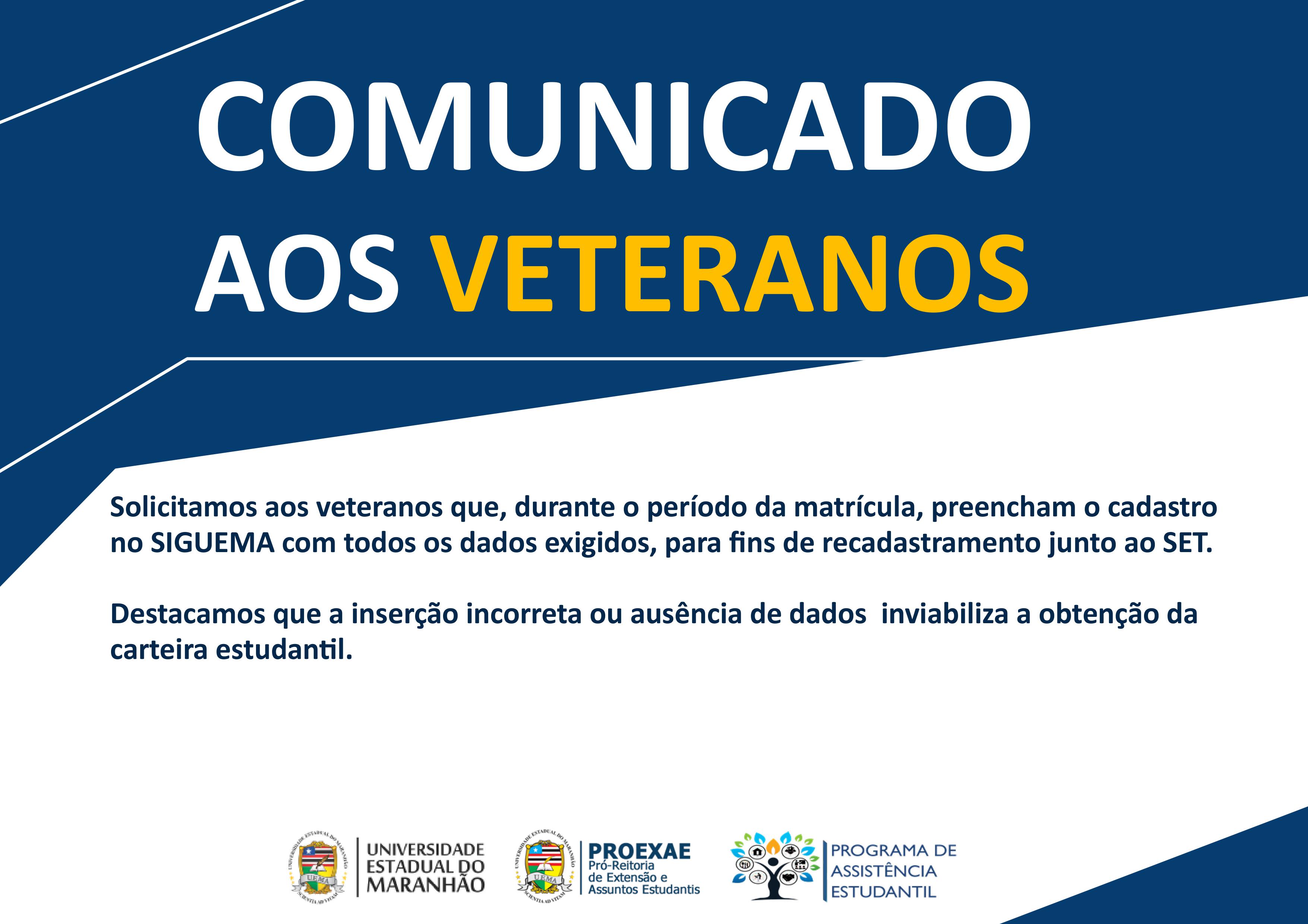 COMUNICADO – RECADASTRAMENTO PARA EMISSÃO DA CARTEIRA ESTUDANTIL