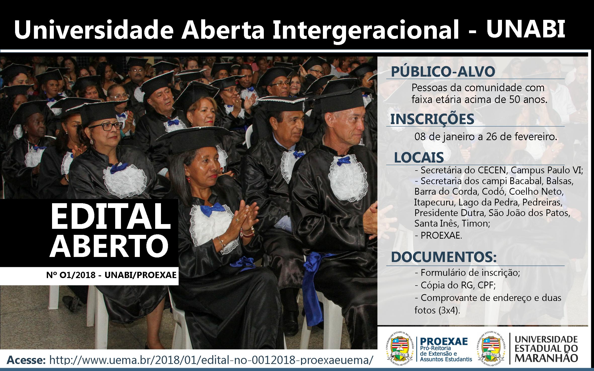 Inscrições abertas para o Programa Universidade Aberta Intergeracional