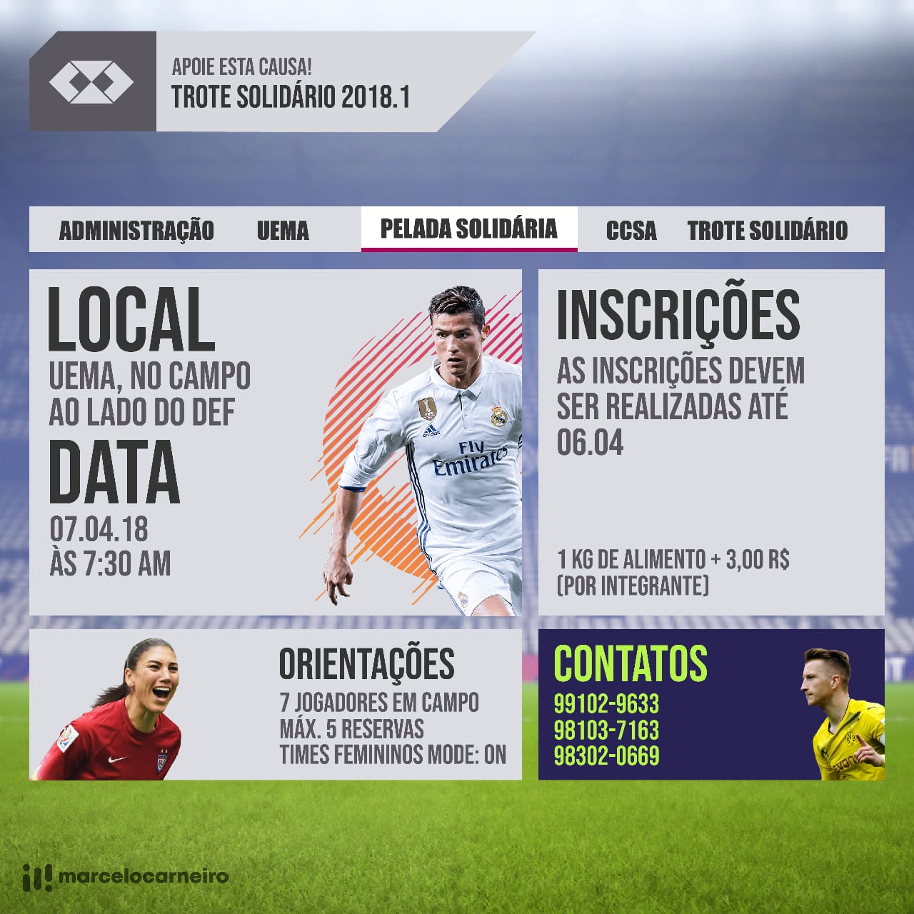 Estudantes promovem Pelada Solidária para ajudar instituições de caridade