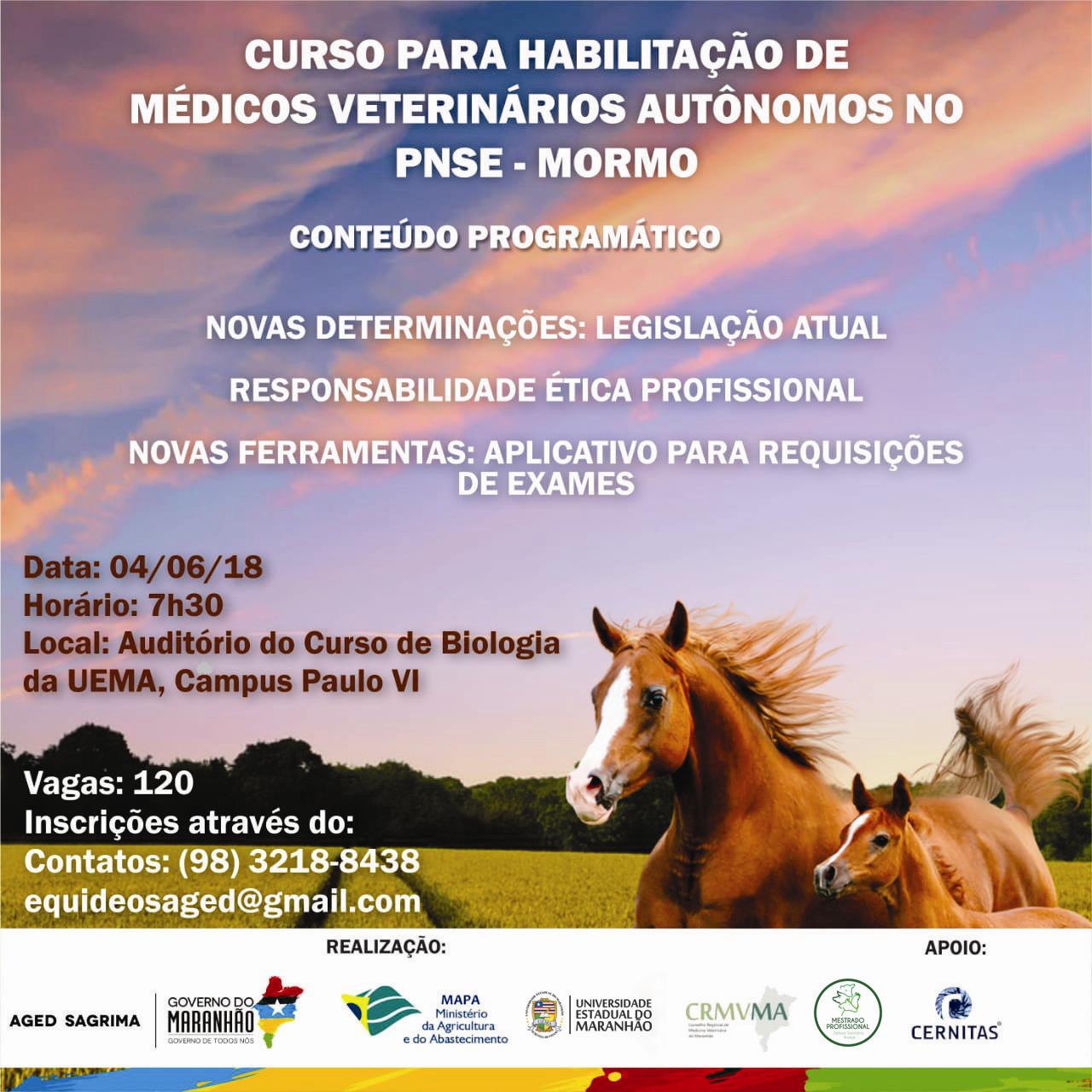 Inscrições abertas para Curso de Habilitação de Médicos Veterinários Autônomos no PNSE- MORMO