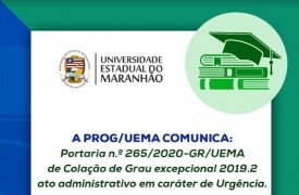 Portaria autoriza colação de grau excepcional dos formandos 2019.2
