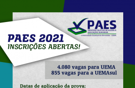Inscrições para o PAES 2021 podem ser feitas até 27 de novembro