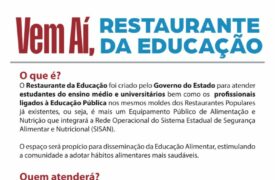 Restaurante da Educação irá beneficiar vários estudantes e servidores da Educação Básica e Superior