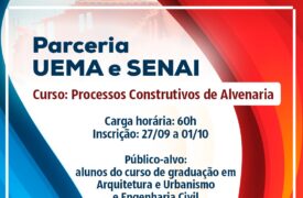 Parceria entre UEMA e SENAI oferta curso de Processos Construtivos de Alvenaria