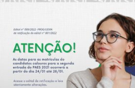Matrícula de candidatos calouros para a segunda entrada do PAES/2021 começa dia 24 de janeiro