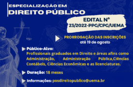 Inscrições para seleção à Pós-Graduação em Direito Público são prorrogadas até 19 de agosto