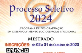 Seguem abertas as inscrições para o Mestrado em Desenvolvimento Socioespacial e Regional até o dia 31/10