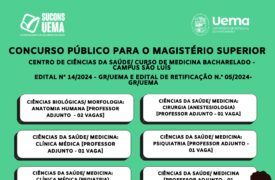 Uema abre inscrições para Concurso Público de professor na área da Saúde