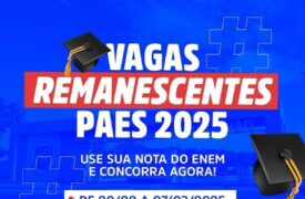 Processo seletivo oferece mais de 600 vagas remanescentes do PAES 2025 para participantes do ENEM