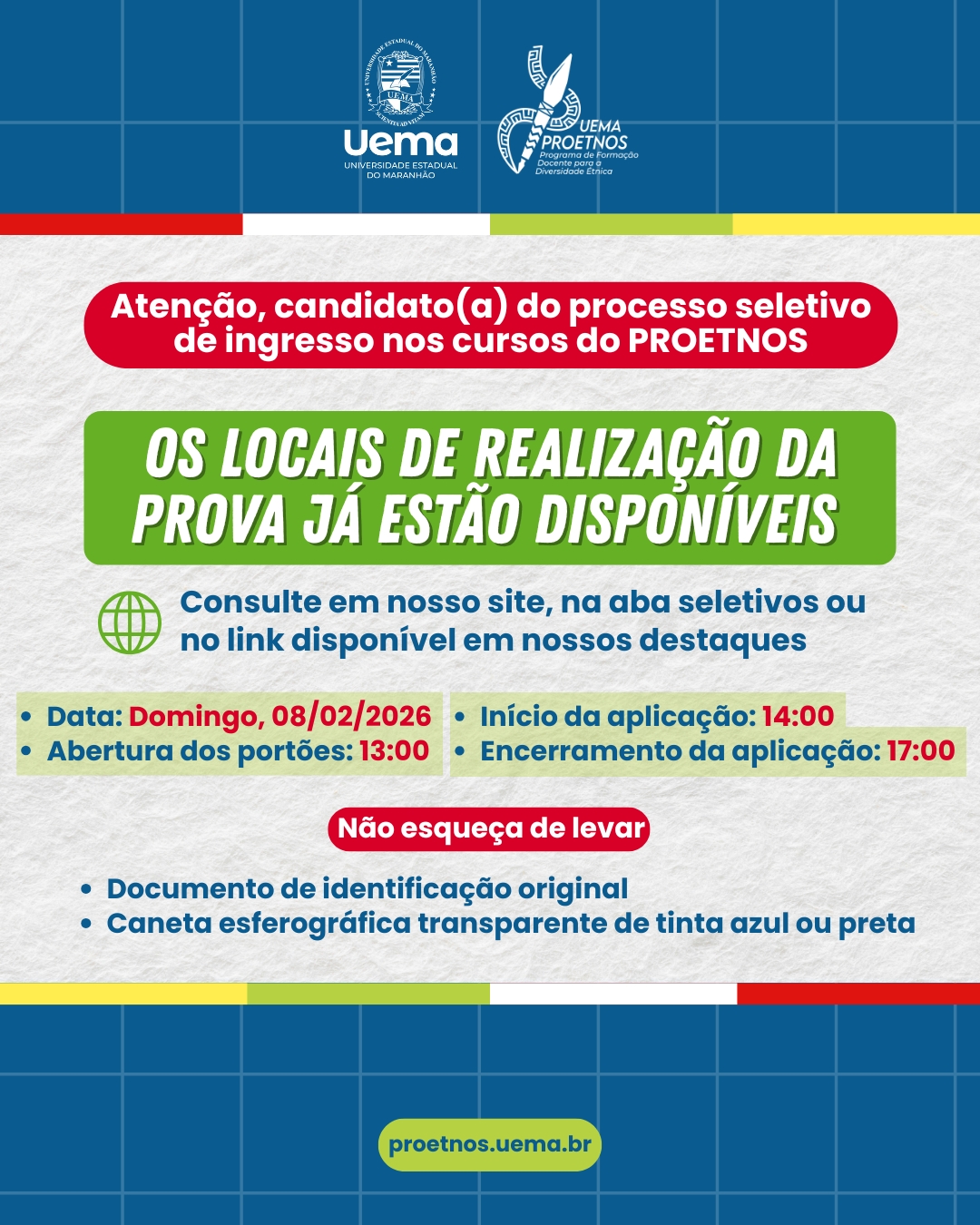 UEMA | Locais de realização de prova do processo seletivo do Proetnos ...
